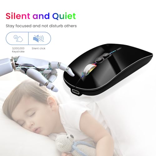 Verilux® Wireless Mouse Rechargeable Battery Level Visible Bluetooth 2.4G 3.0BT 5.0BT for Laptop 1600DPI Ergonomic Silent Compatible with iPad PC Mac Windows iOS Black 3 PCS Verilux® Wireless Mouse Rechargeable Battery Level Visible Bluetooth 2.4G 3.0BT 5.0BT for Laptop 1600DPI Ergonomic Silent Compatible with iPad PC Mac Windows iOS Black 3 PCS